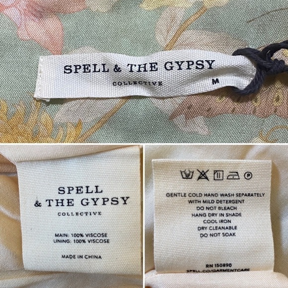 NWT Spell And the Gypsy Butterfly Boho Tunic Dress, Size M, Botanical pastel - Picture 6 of 15